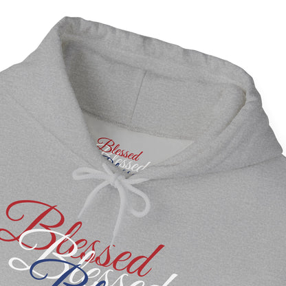 Blessed Hoodie - Patriotic Red White Blue - Unisex Pullover - Front & Back Print - S-5XL