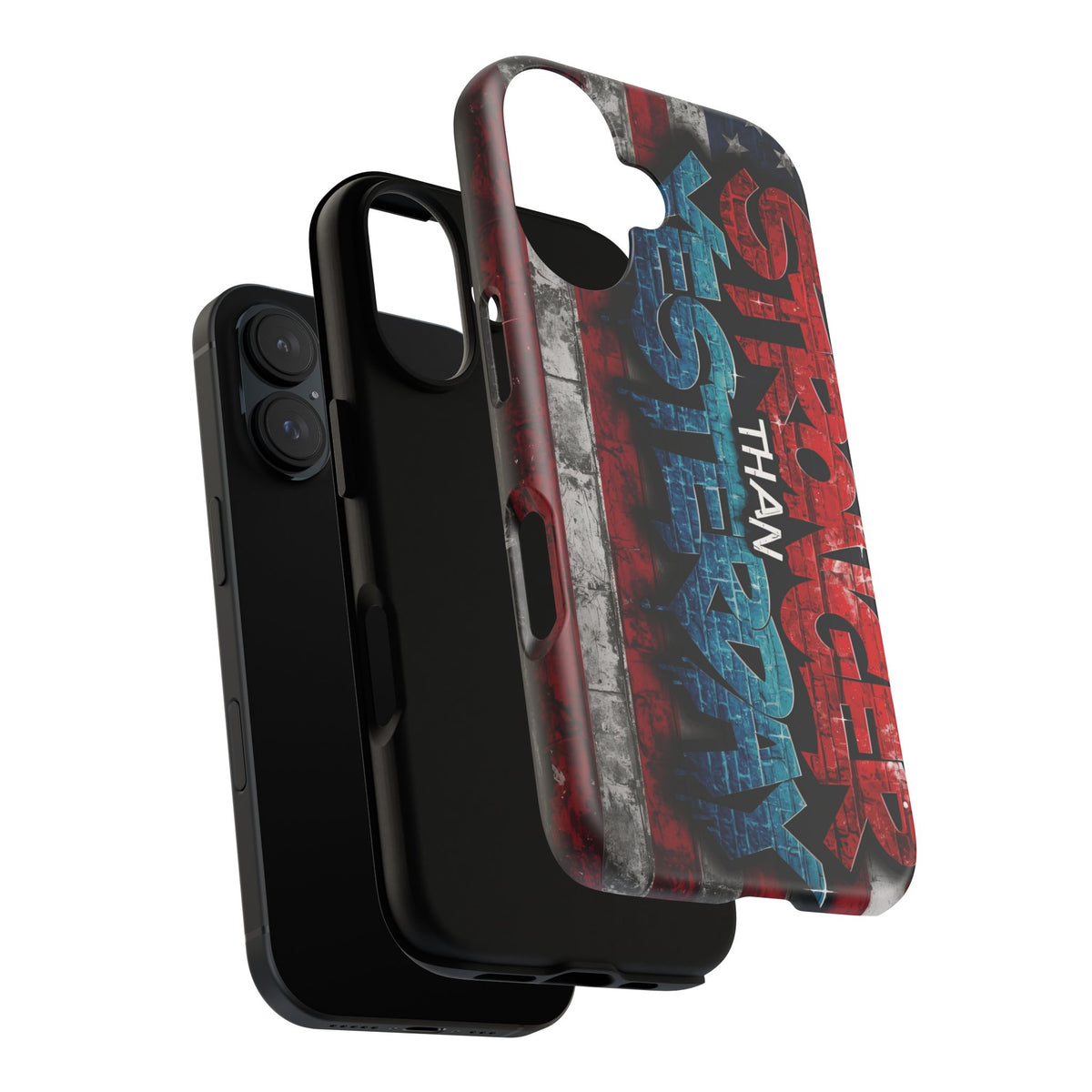 Stronger Than Yesterday Iphone Case - Motivational Phone Cover - USA Flag Design - Gift for Fitness Enthusiasts - Inspirational Phone Accessory