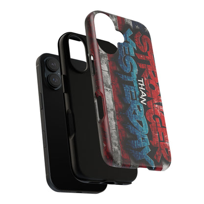 Stronger Than Yesterday Iphone Case - Motivational Phone Cover - USA Flag Design - Gift for Fitness Enthusiasts - Inspirational Phone Accessory