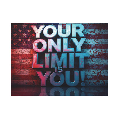 Your Only Limit Is You Canvas Wall Art - Motivational Vintage Flag Decor