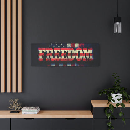 Freedom Canvas Wall Art - Patriotic Vintage American Flag - Gallery Wrapped - Red White Blue - 35 Sizes Available