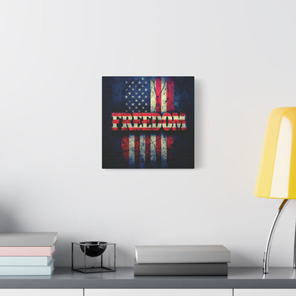 Freedom Canvas Wall Art - Patriotic Vintage American Flag - Gallery Wrapped - Red White Blue - 35 Sizes Available