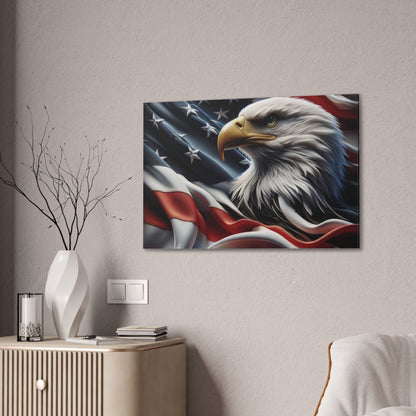 Patriotic Eagle Canvas Wall Art - American Flag Background - USA Decor