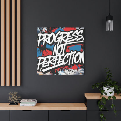 Progress Not Perfection Canvas Wall Art - Motivational Home Decor