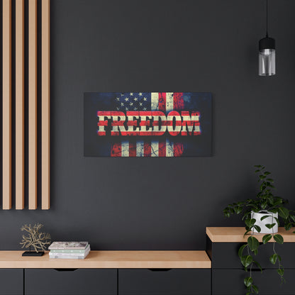 Freedom Canvas Wall Art - Patriotic Vintage American Flag - Gallery Wrapped - Red White Blue - 35 Sizes Available
