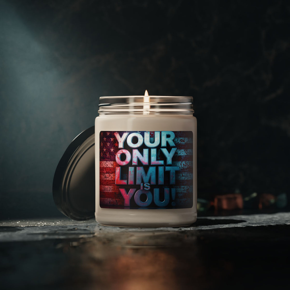 Your Only Limit Is You! Scented Soy Candle - 9oz - Empowering Motivational Gift - Red White Blue - Fitness Inspiration