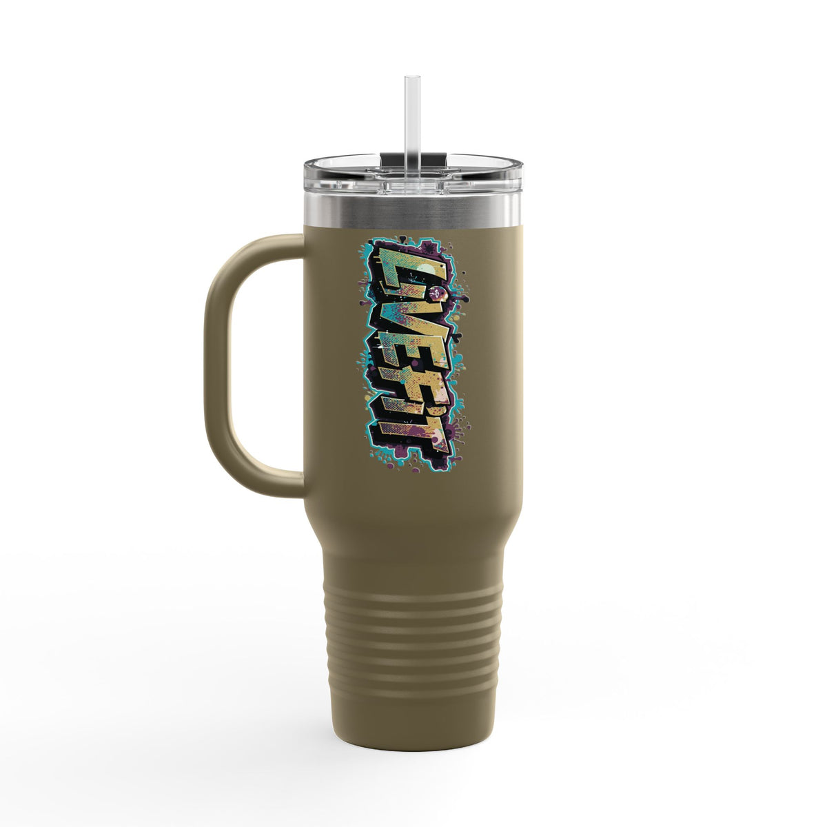 Insulated Travel Mug - Live Fit - 40oz Fitness Water Bottle - Gym Coffee Cup - Durable Travel Tumbler - Motivational Drinkware