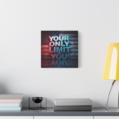 Your Only Limit Is You Canvas Wall Art - Motivational Vintage Flag Decor