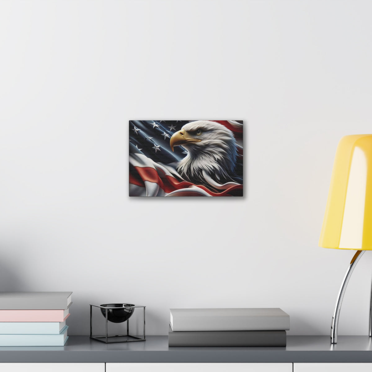 Patriotic Eagle Canvas Wall Art - American Flag Background - USA Decor