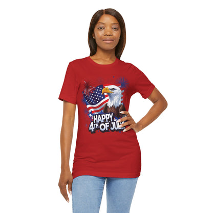 Happy 4th of July Graphic T-Shirt - Patriotic Bald Eagle - American Flag Tee - XS-4XL