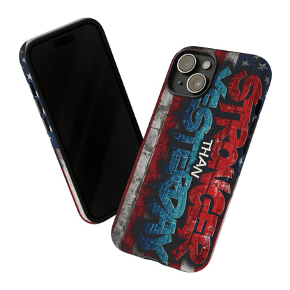 Stronger Than Yesterday Iphone Case - Motivational Phone Cover - USA Flag Design - Gift for Fitness Enthusiasts - Inspirational Phone Accessory