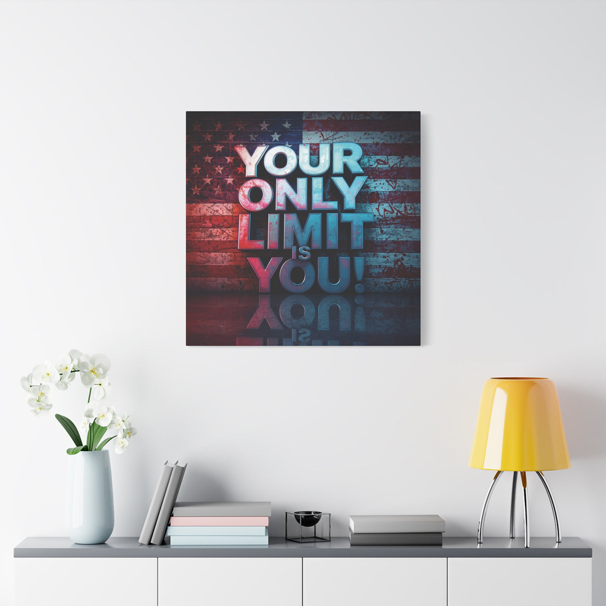 Your Only Limit Is You Canvas Wall Art - Motivational Vintage Flag Decor