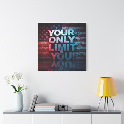 Your Only Limit Is You Canvas Wall Art - Motivational Vintage Flag Decor