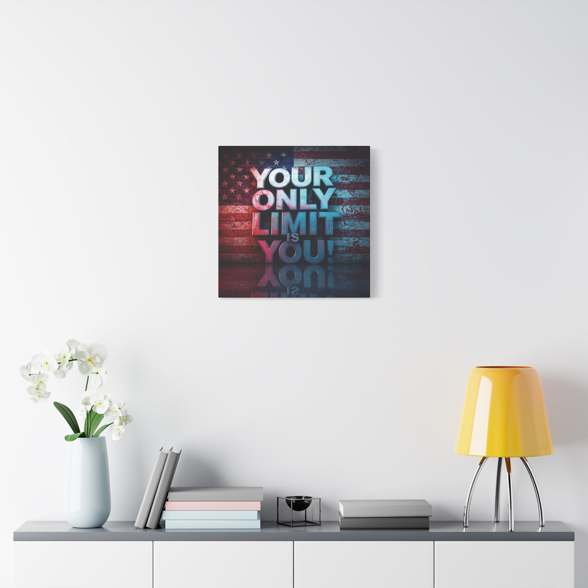 Your Only Limit Is You Canvas Wall Art - Motivational Vintage Flag Decor