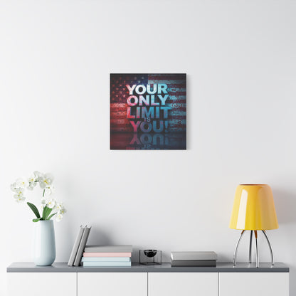 Your Only Limit Is You Canvas Wall Art - Motivational Vintage Flag Decor