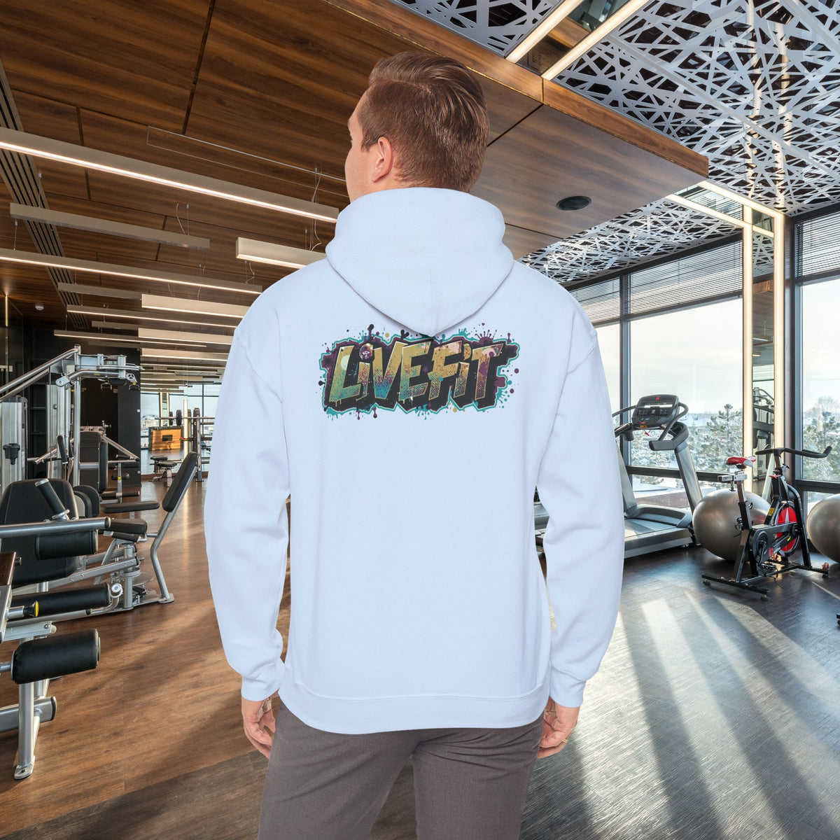 LIVE FIT Hoodie - Unisex Heavy Blend Sweatshirt - Fitness Gym Wear - Workout Apparel - S-5XL