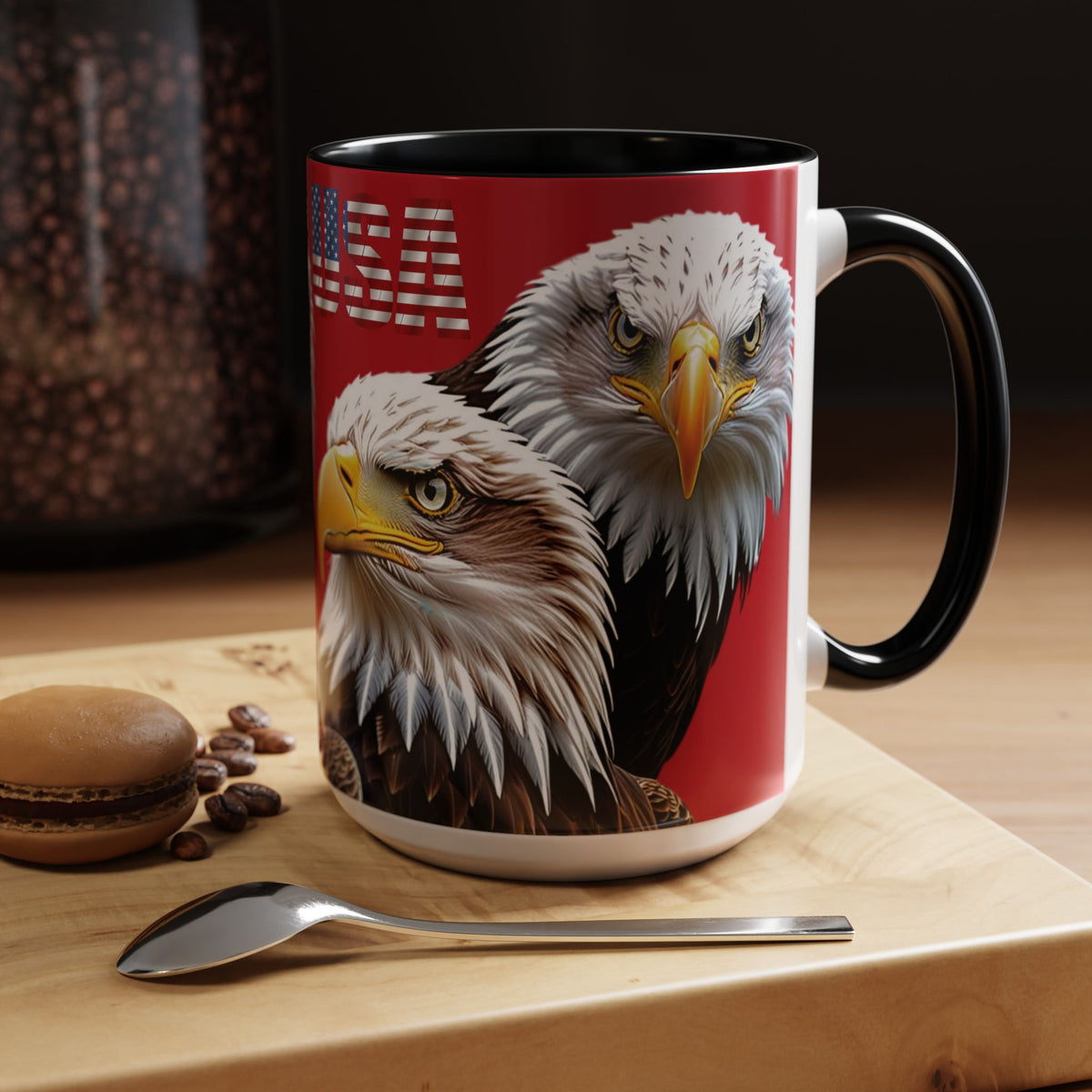 Patriotic Bald Eagle Accent Mug - Red White & Blue - 11oz/15oz - 4 Colors