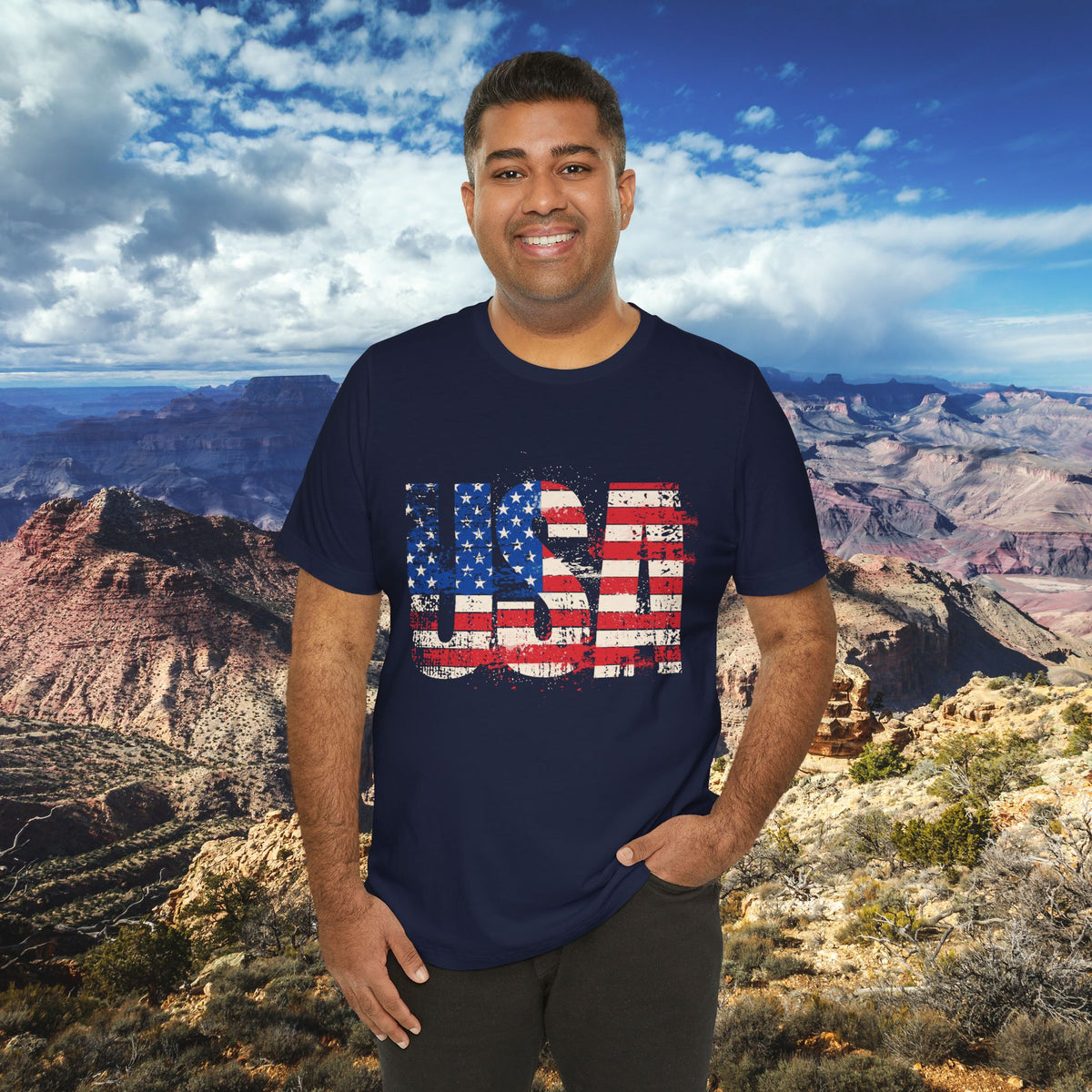 USA Red White Blue - American Flag T-Shirt - Patriotic Unisex Tee - S-3XL
