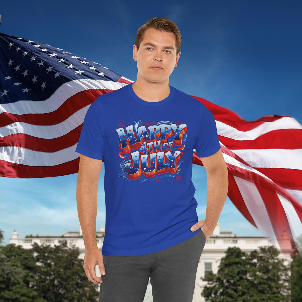 Happy 4th of July T-Shirt - Independence Day Bald Eagle - American Flag Graphic Tee