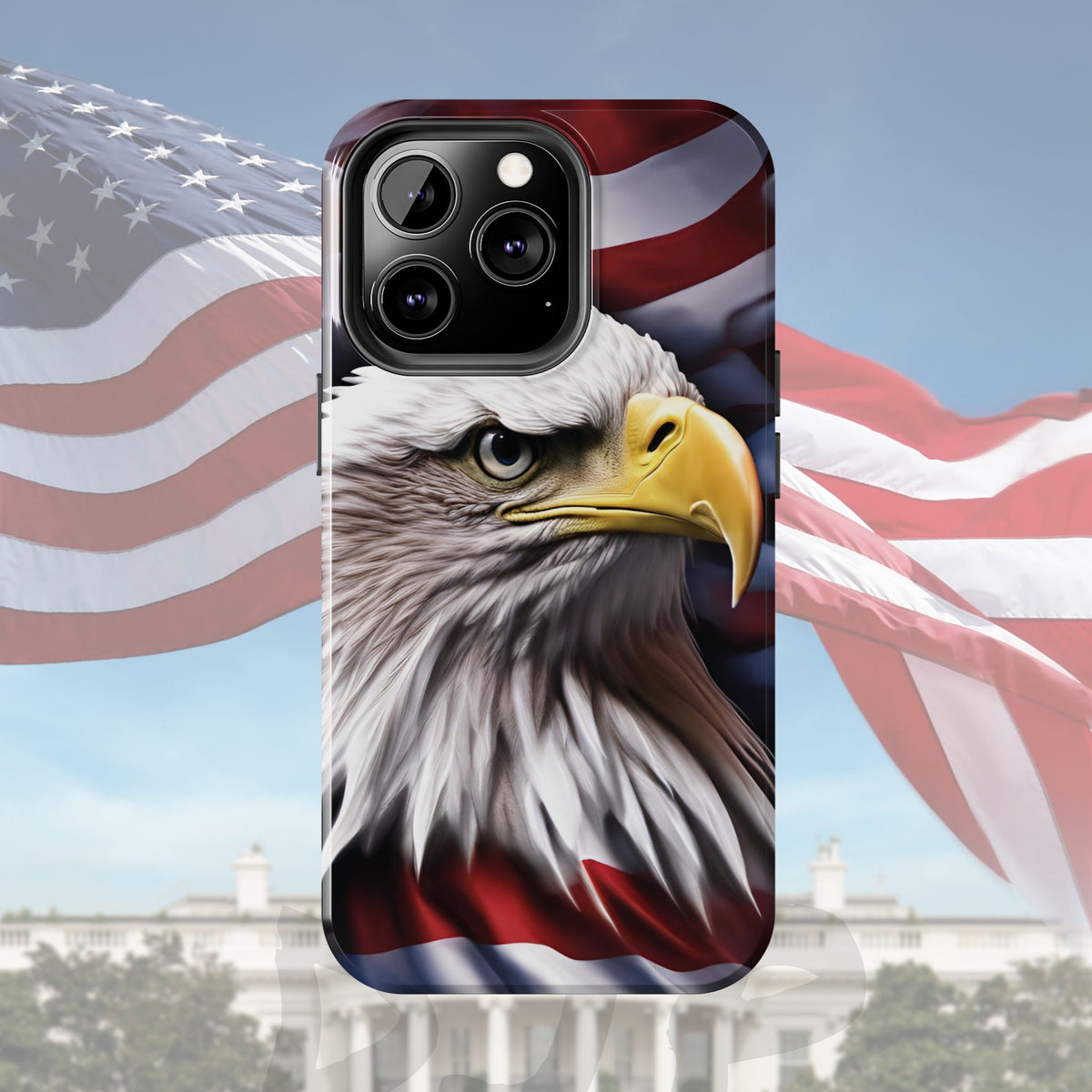 Patriotic - Bald Eagle - Phone Case - Tough Phone Case - American Flag Design - Gift for Veterans - National Holidays - Outdoor Adventures - Eagle Lover