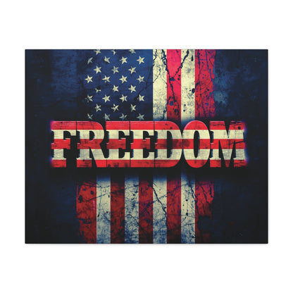 Freedom Canvas Wall Art - Patriotic Vintage American Flag - Gallery Wrapped - Red White Blue - 35 Sizes Available