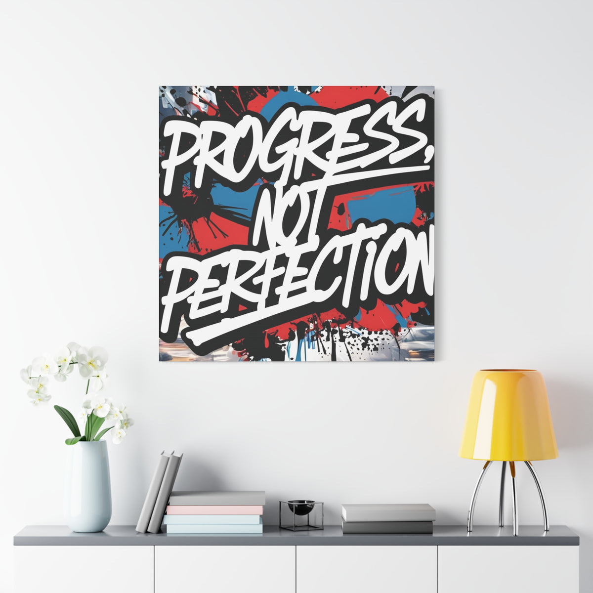Progress Not Perfection Canvas Wall Art - Motivational Home Decor