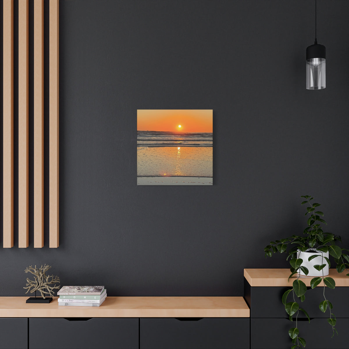 Sunset Beach Canvas Print, Ocean Decor, Wall Art, Home Decor, Coastal Artwork for Living Room