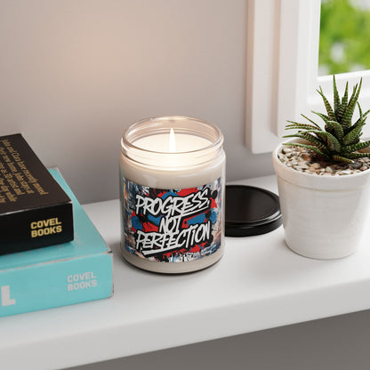 Progress Not Perfection Scented Soy Candle - 9oz - Inspirational Motivational Gift - Fitness Home Decor - 9 Scents
