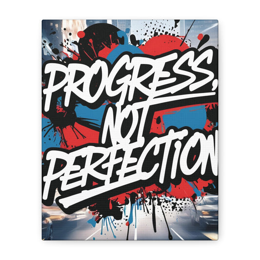 Progress Not Perfection Canvas Wall Art - Motivational Home Decor