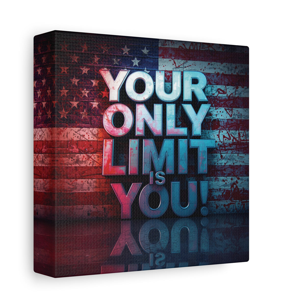Your Only Limit Is You Canvas Wall Art - Motivational Vintage Flag Decor