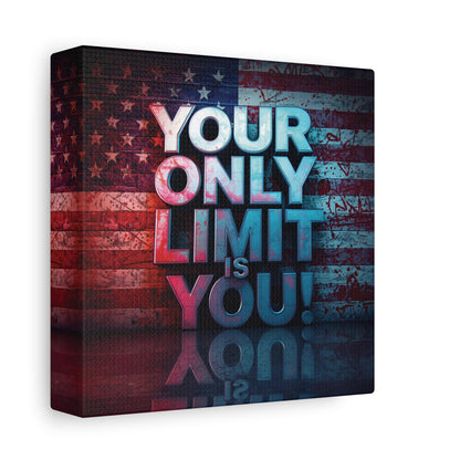 Your Only Limit Is You Canvas Wall Art - Motivational Vintage Flag Decor