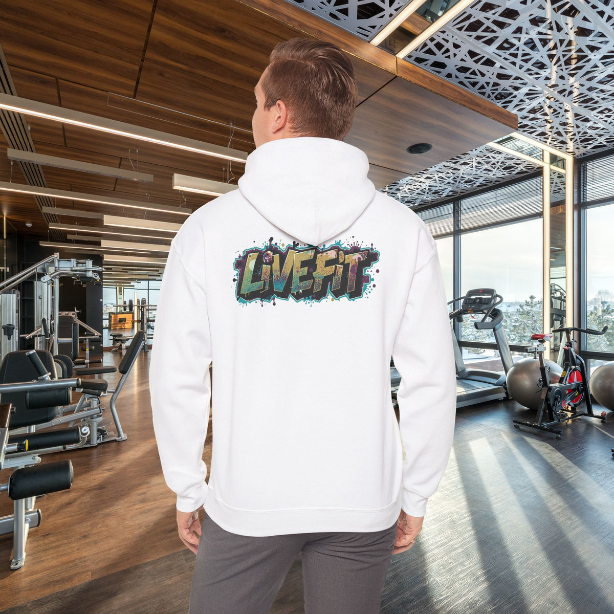 LIVE FIT Hoodie - Unisex Heavy Blend Sweatshirt - Fitness Gym Wear - Workout Apparel - S-5XL