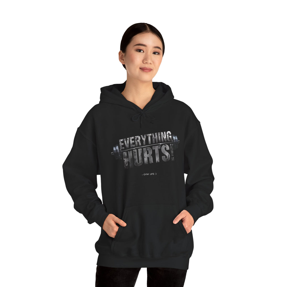 Everything Hurts! Gym Life Workout Hoodie - Funny Fitness Sweatshirt - Barbell Design - S-5XL