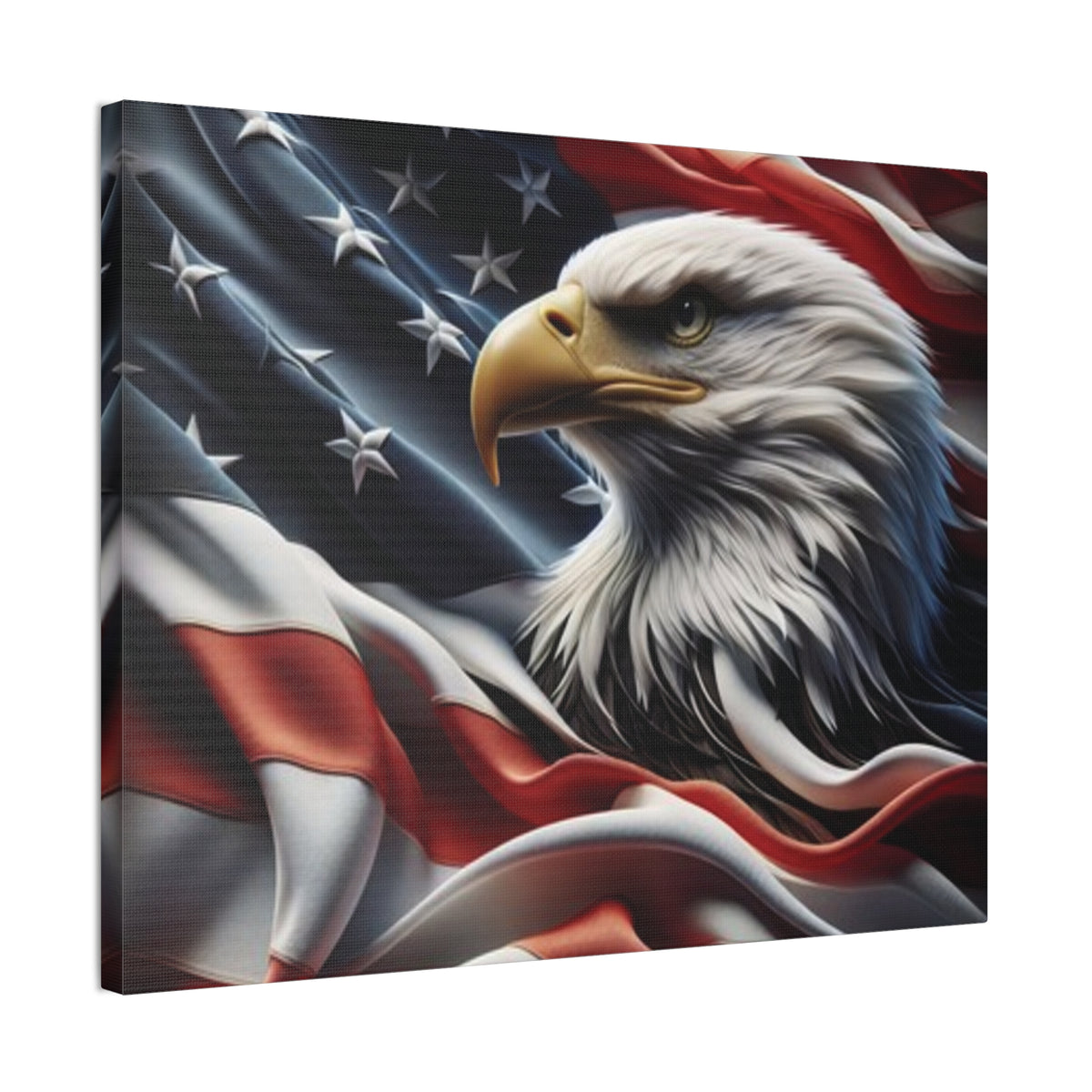 Patriotic Eagle Canvas Wall Art - American Flag Background - USA Decor