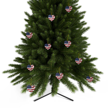 Patriotic - American Flag - Red White & Blue - Ceramic Ornaments - 2-Sided Holiday Decor -  Set of 1, 3, 5, or 10