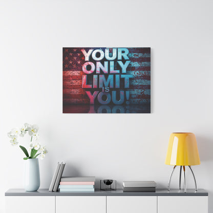 Your Only Limit Is You Canvas Wall Art - Motivational Vintage Flag Decor