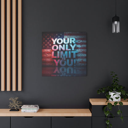 Your Only Limit Is You Canvas Wall Art - Motivational Vintage Flag Decor