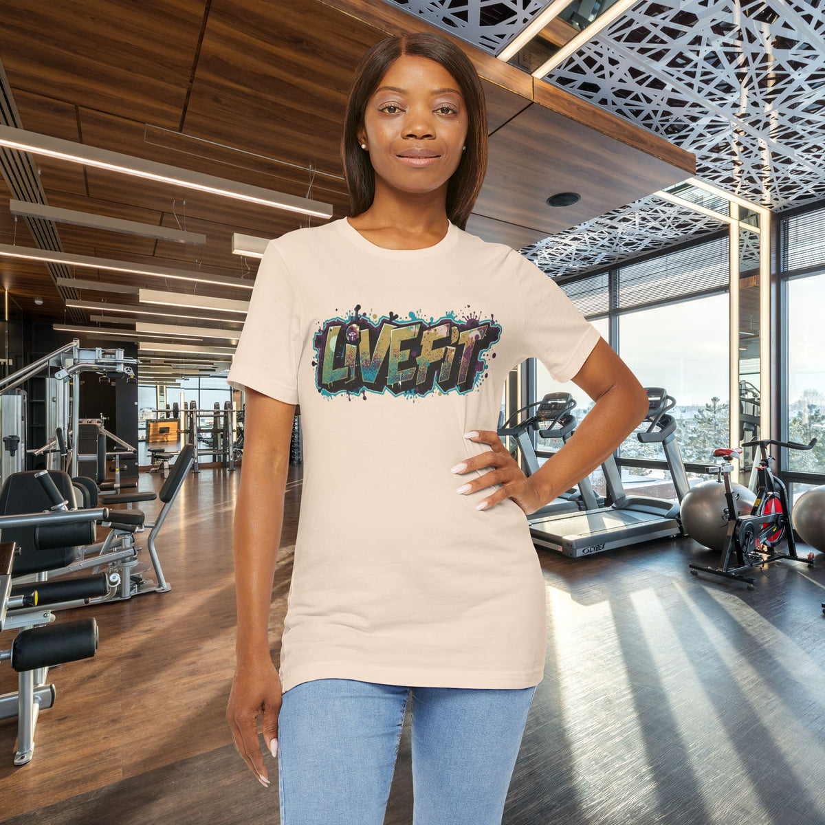 LIVE FIT Graphic Fitness Tee - Motivational Workout T-Shirt - Unisex XS-4XL