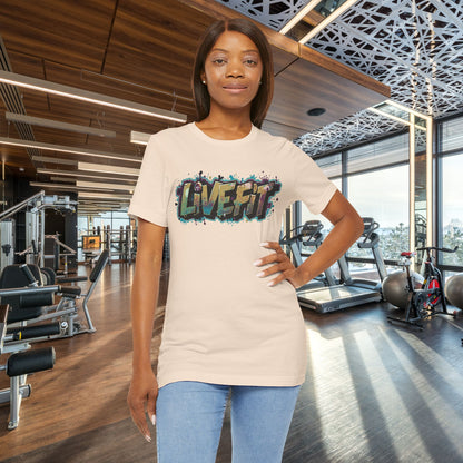 LIVE FIT Graphic Fitness Tee - Motivational Workout T-Shirt - Unisex XS-4XL