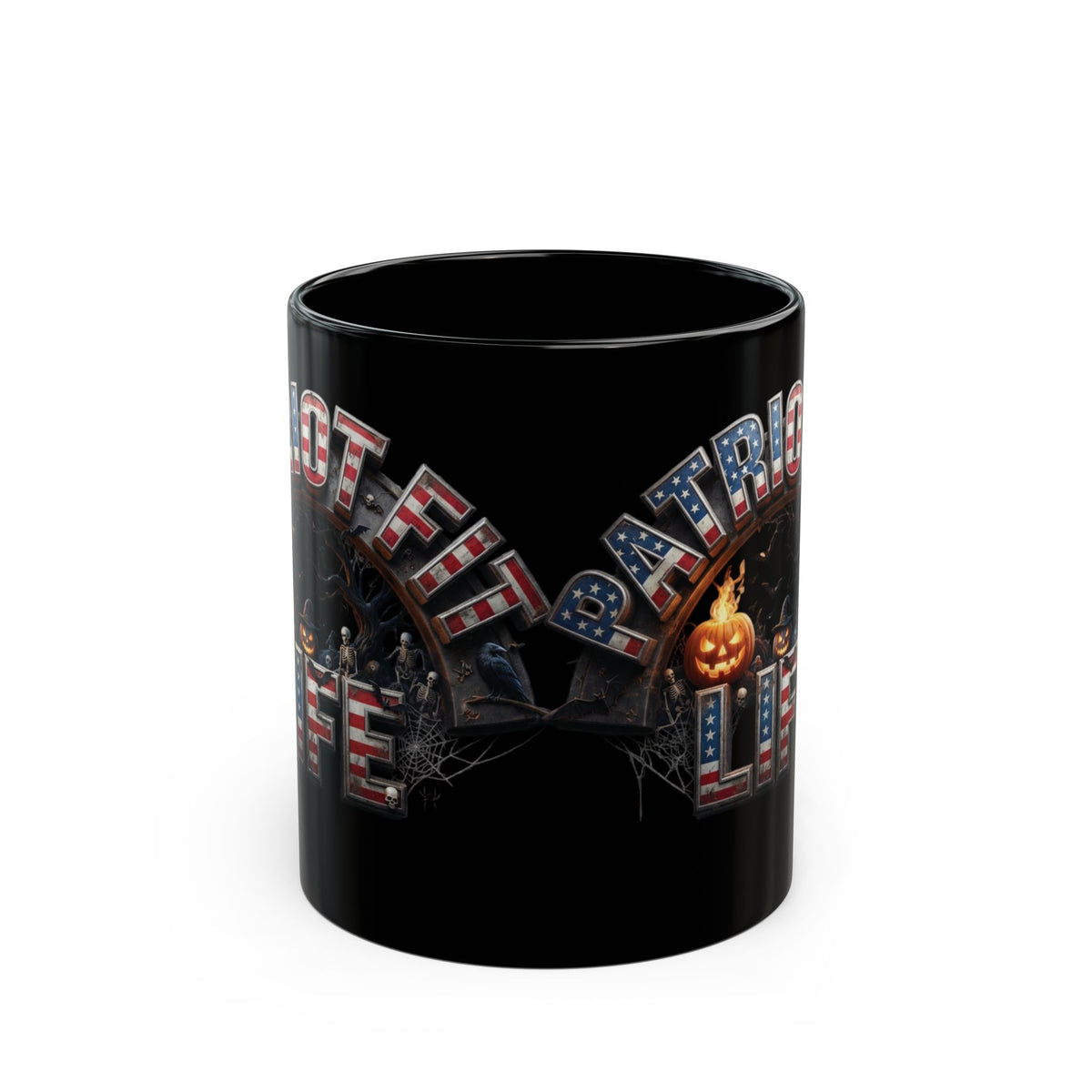 Patriot Fit Life Halloween Mug - Haunted Graveyard Flag Design | 11oz & 15oz