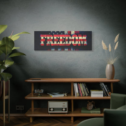 Freedom Canvas Wall Art - Patriotic Vintage American Flag - Gallery Wrapped - Red White Blue - 35 Sizes Available