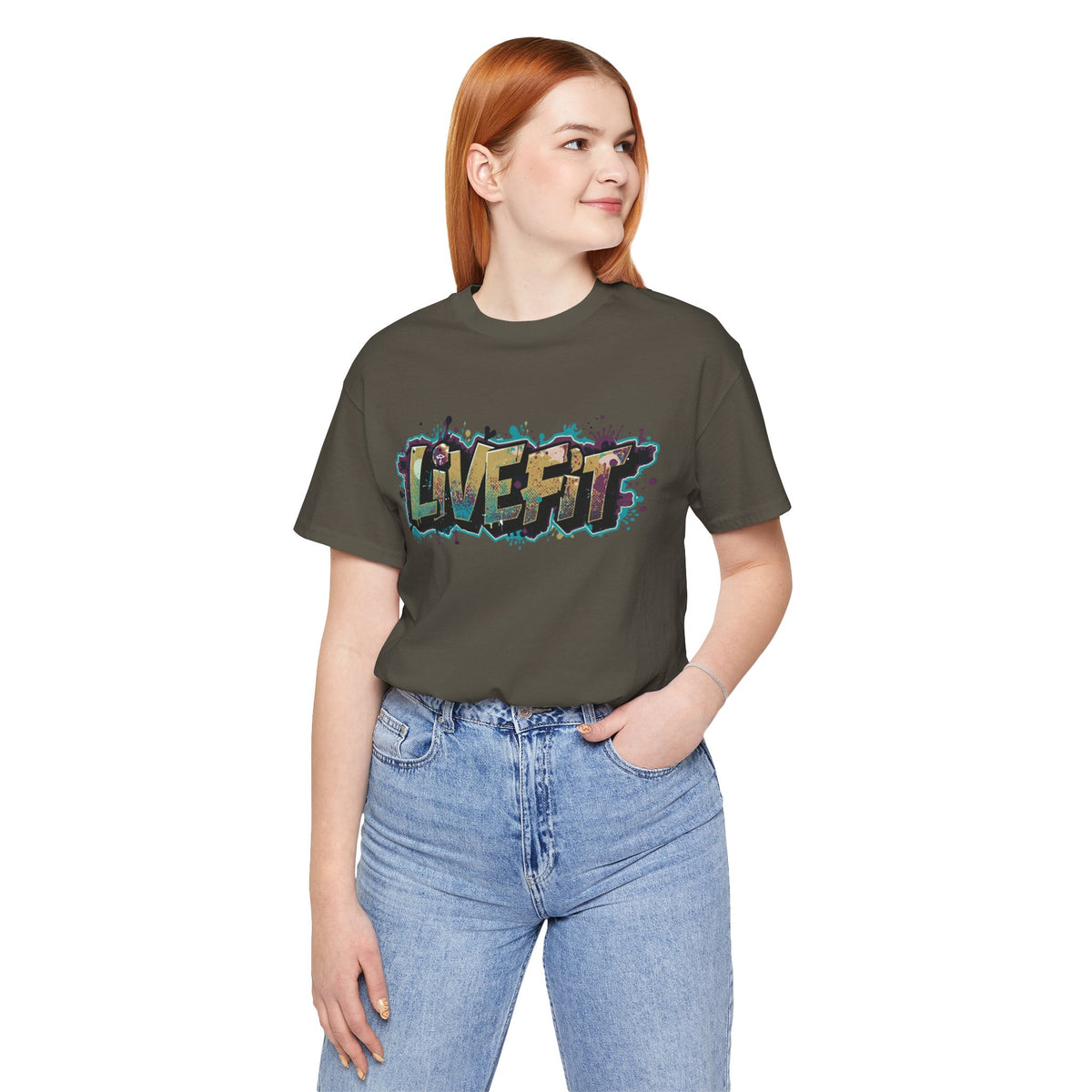 LIVE FIT Graphic Fitness Tee - Motivational Workout T-Shirt - Unisex XS-4XL