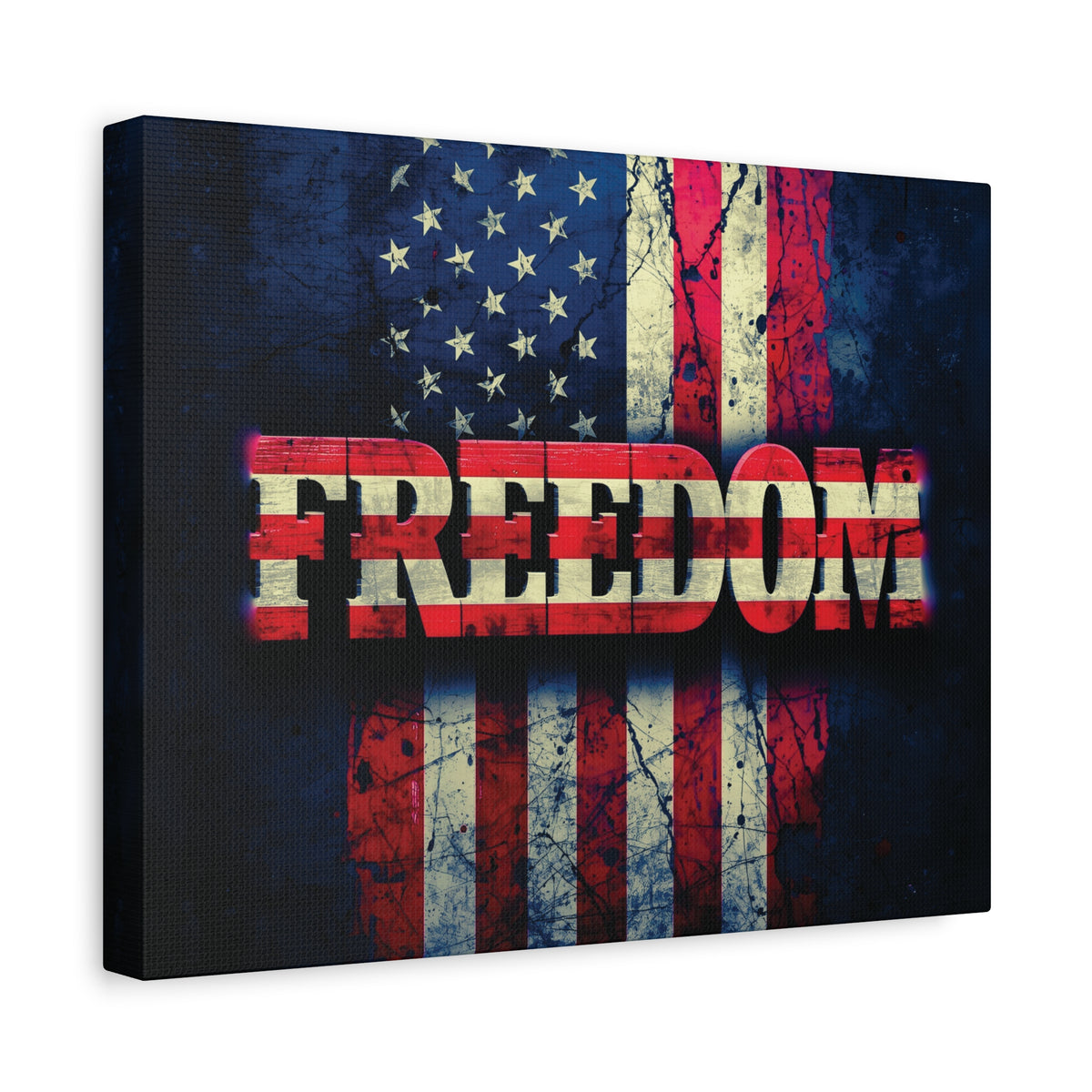 Freedom Canvas Wall Art - Patriotic Vintage American Flag - Gallery Wrapped - Red White Blue - 35 Sizes Available