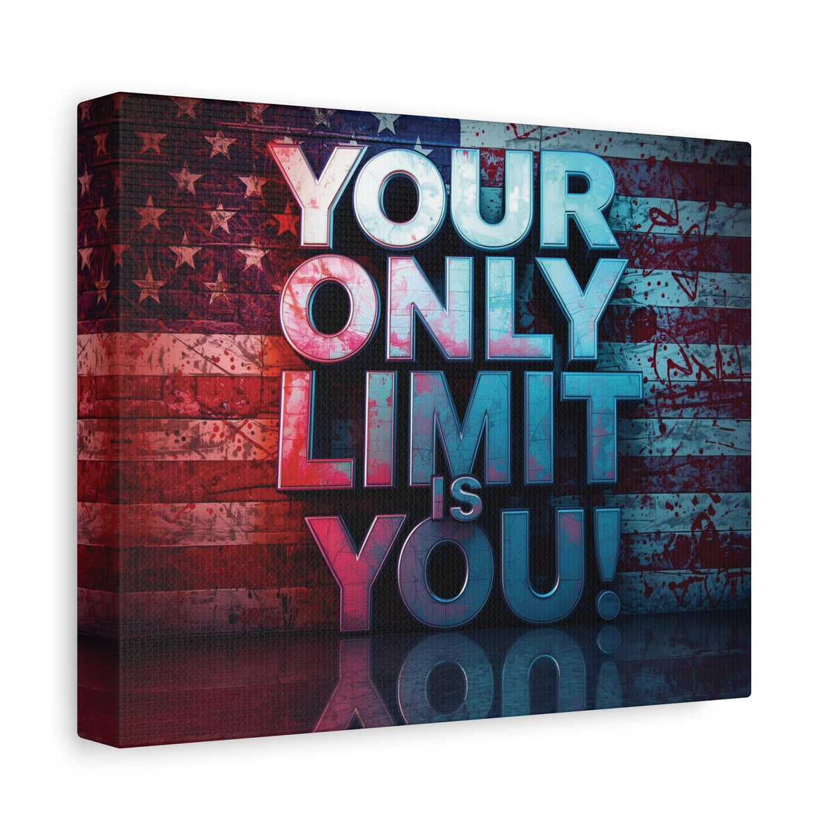 Your Only Limit Is You Canvas Wall Art - Motivational Vintage Flag Decor