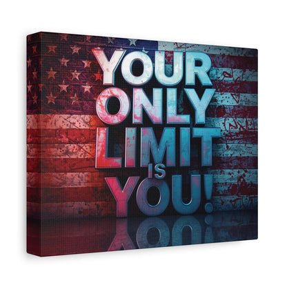 Your Only Limit Is You Canvas Wall Art - Motivational Vintage Flag Decor