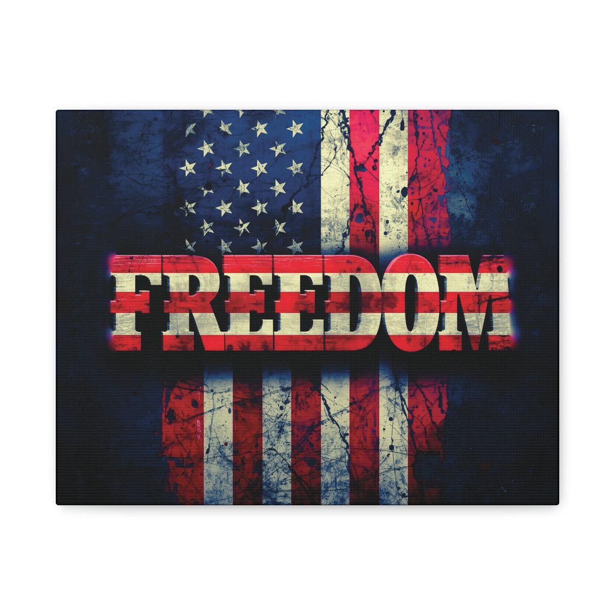 Freedom Canvas Wall Art - Patriotic Vintage American Flag - Gallery Wrapped - Red White Blue - 35 Sizes Available