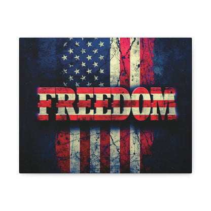 Freedom Canvas Wall Art - Patriotic Vintage American Flag - Gallery Wrapped - Red White Blue - 35 Sizes Available