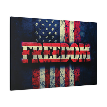 Freedom Canvas Wall Art - Patriotic Vintage American Flag - Gallery Wrapped - Red White Blue - 35 Sizes Available