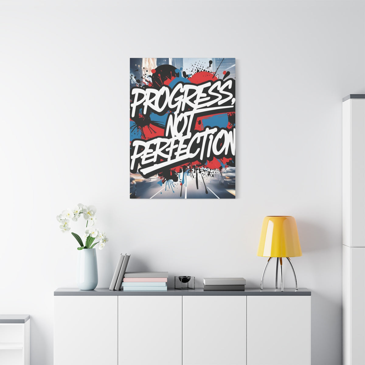 Progress Not Perfection Canvas Wall Art - Motivational Home Decor