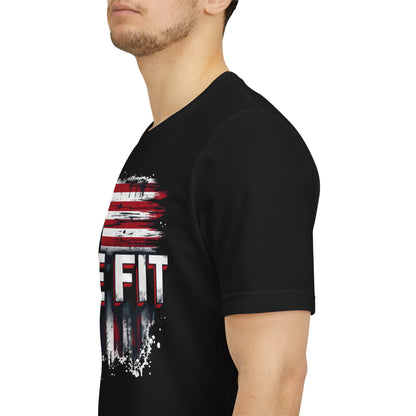 LIVE FIT American Flag T-Shirt - Patriotic Fitness Tee - Distressed USA Flag Design